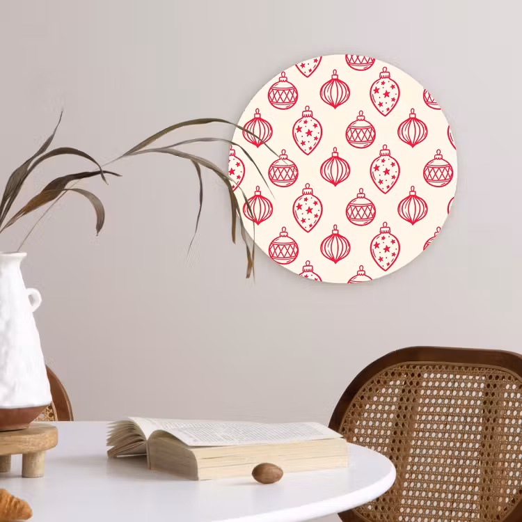 Wandcirkel - Glas - Kerstbal - Crème - Rood — 4