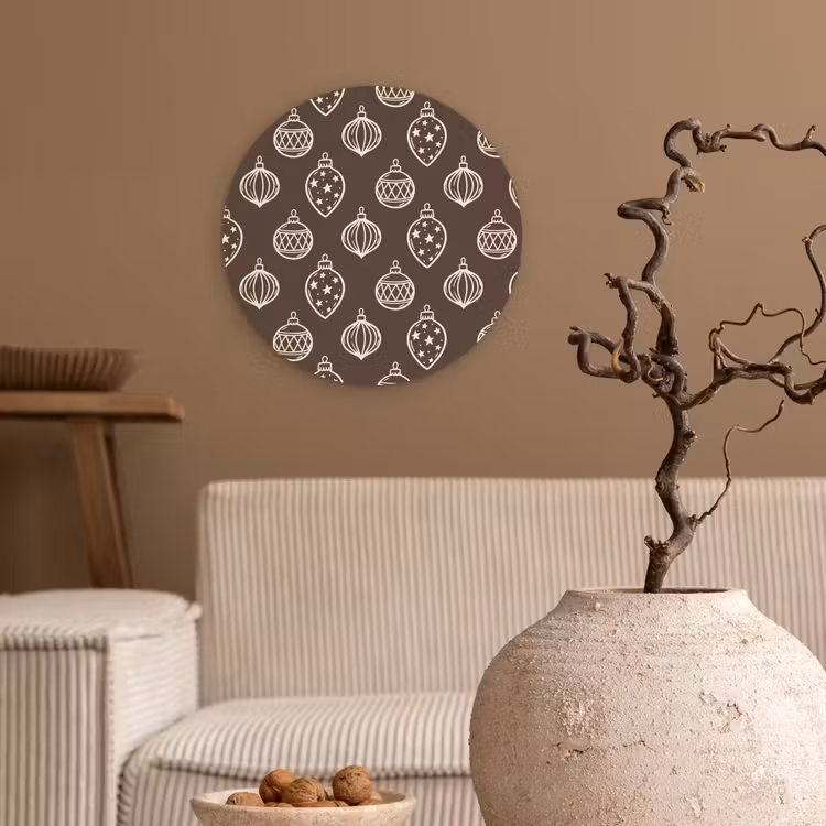 Wandcirkel - Glas - Kerstbal - Grijs - Crème — 2
