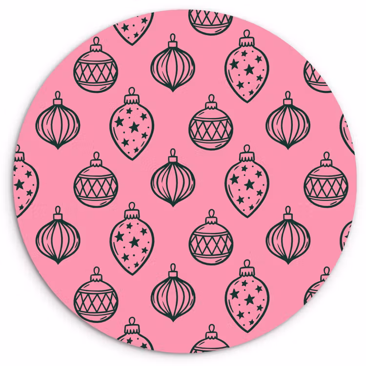Wandcirkel - Glas - Kerstbal - Groen - Roze — 1