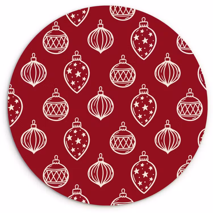 Wandcirkel - Glas - Kerstbal - Rood - Crème — 1