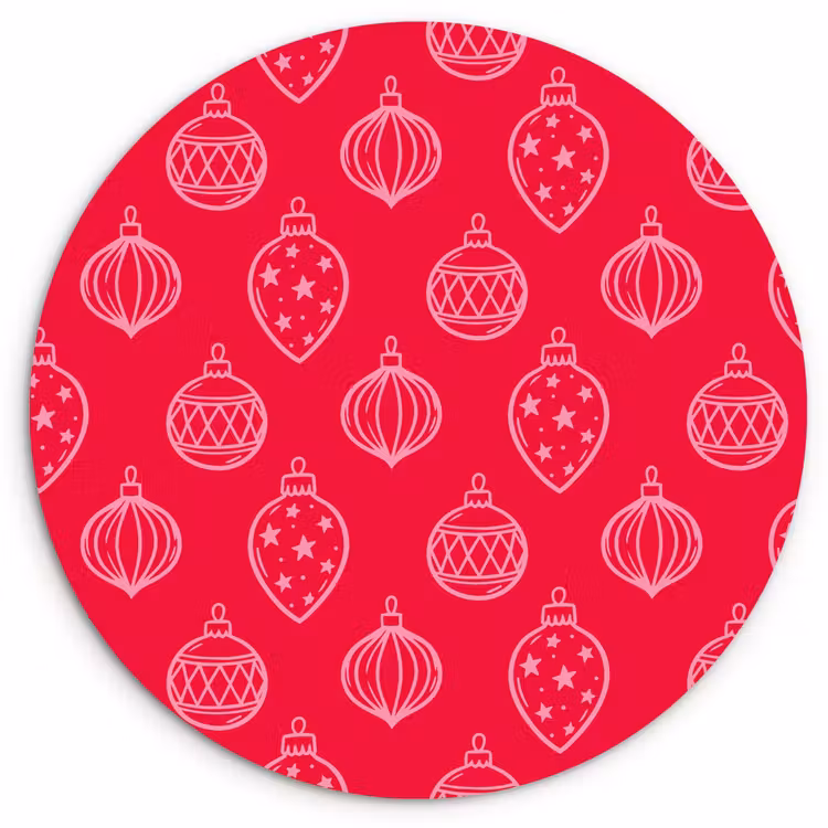 Wandcirkel - Glas - Kerstbal - Rood - Roze — 1