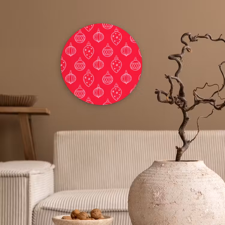 Wandcirkel - Glas - Kerstbal - Rood - Roze — 2