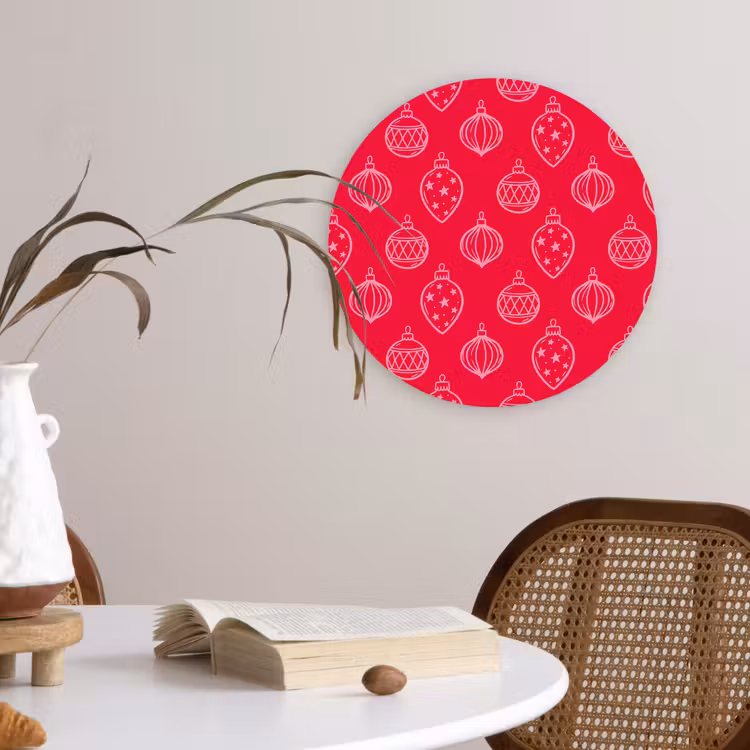 Wandcirkel - Glas - Kerstbal - Rood - Roze — 4