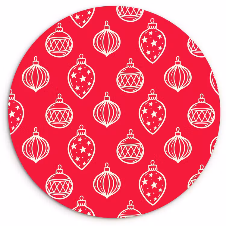 Wandcirkel - Glas - Kerstbal - Rood - Wit — 1