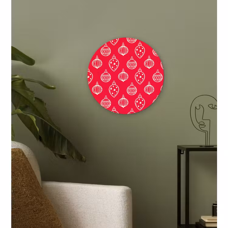 Wandcirkel - Glas - Kerstbal - Rood - Wit — 3