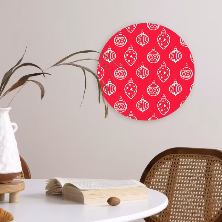 Wandcirkel - Glas - Kerstbal - Rood - Wit — 4