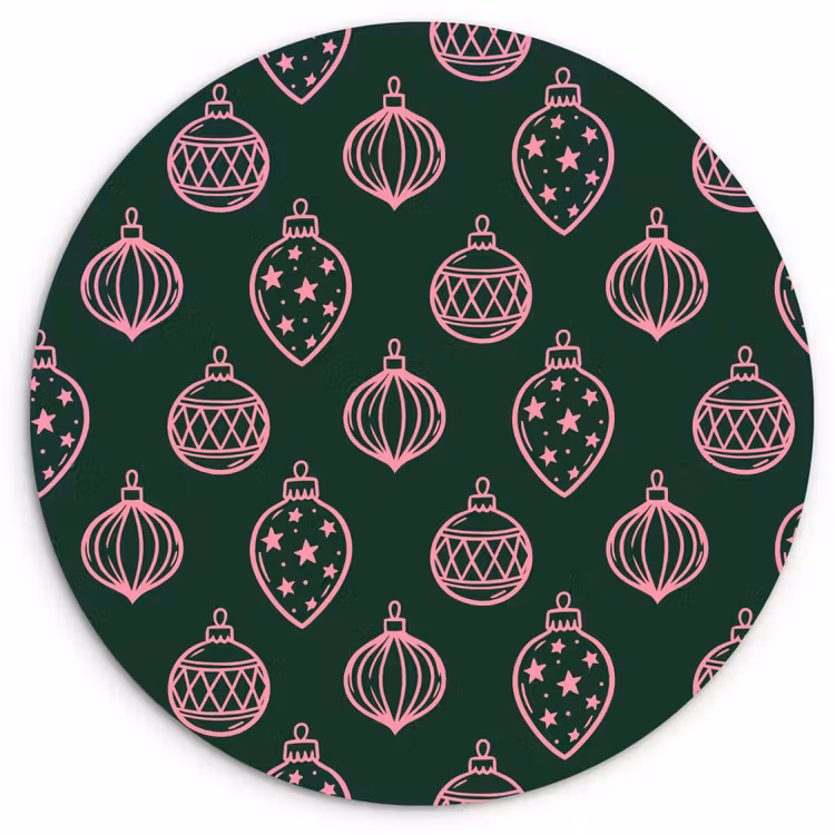 Wandcirkel - Glas - Kerstbal - Roze - Groen — 1