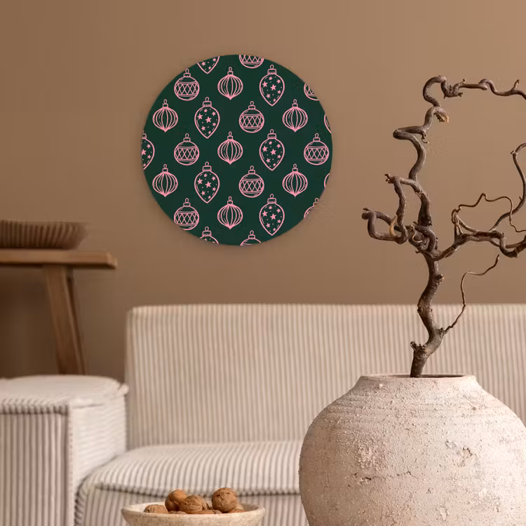 Wandcirkel - Glas - Kerstbal - Roze - Groen — 2
