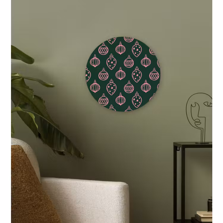 Wandcirkel - Glas - Kerstbal - Roze - Groen — 3