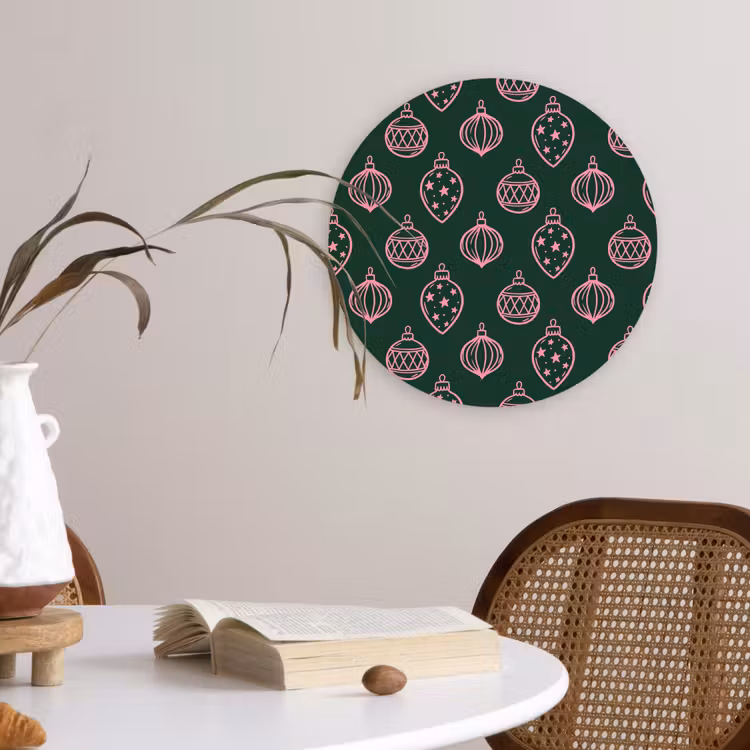 Wandcirkel - Glas - Kerstbal - Roze - Groen — 4