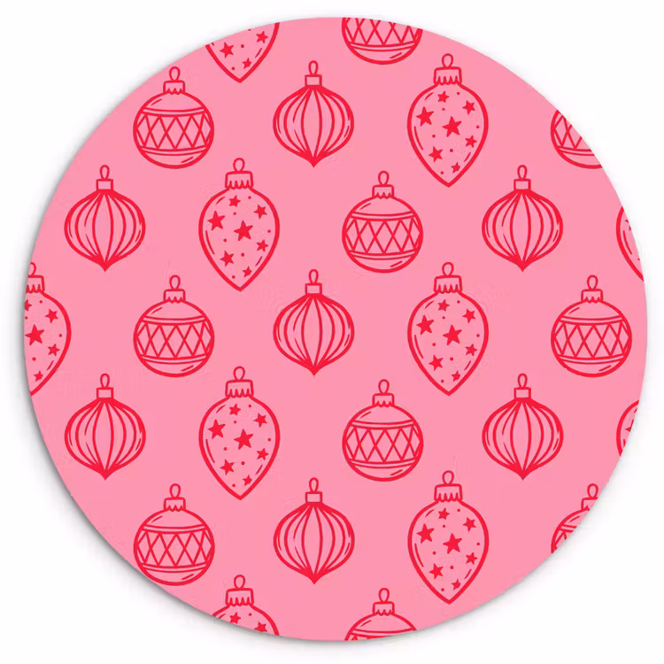 Wandcirkel - Glas - Kerstbal - Roze - Rood — 1