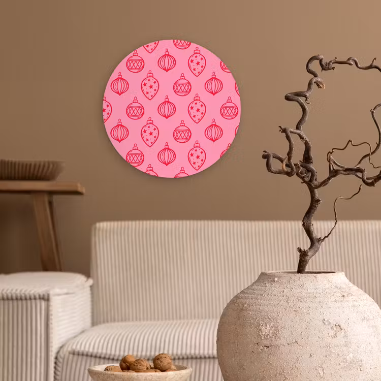 Wandcirkel - Glas - Kerstbal - Roze - Rood — 2