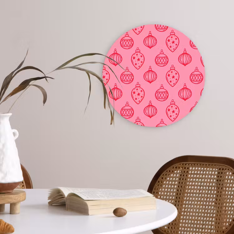 Wandcirkel - Glas - Kerstbal - Roze - Rood — 4