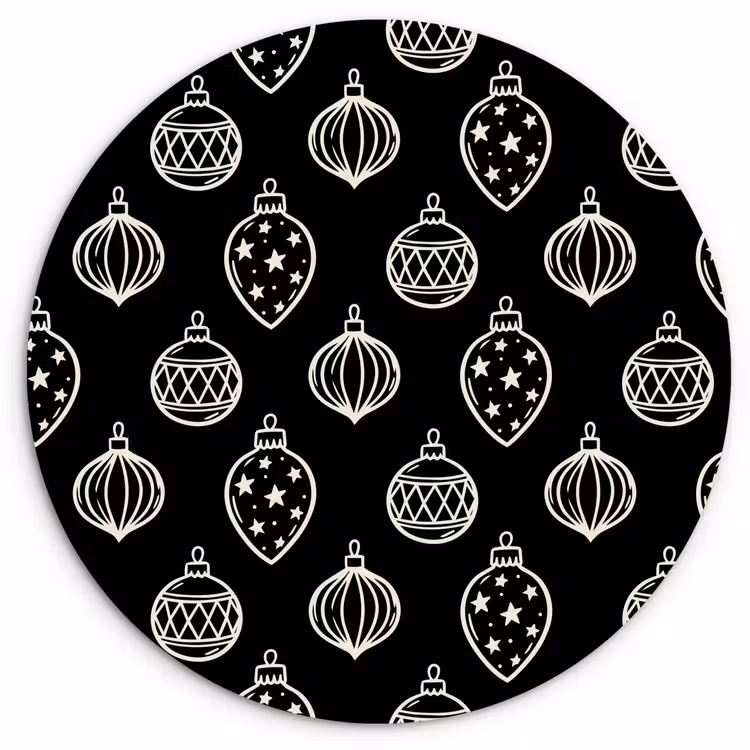 Wandcirkel - Glas - Kerstbal - Wit - Zwart — 1