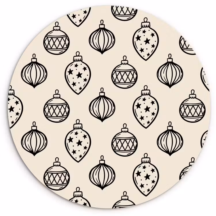 Wandcirkel - Glas - Kerstbal - Zwart - Wit — 1