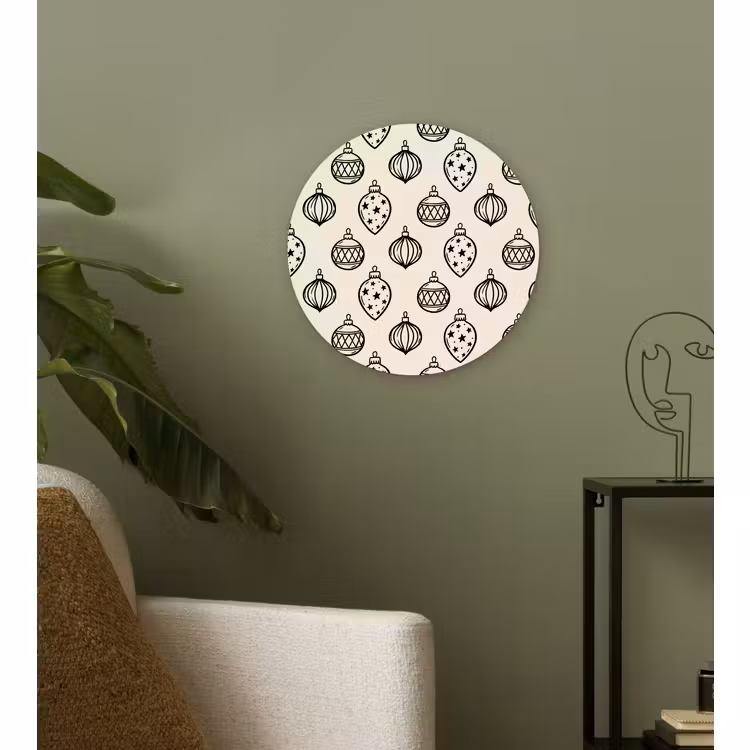Wandcirkel - Glas - Kerstbal - Zwart - Wit — 3