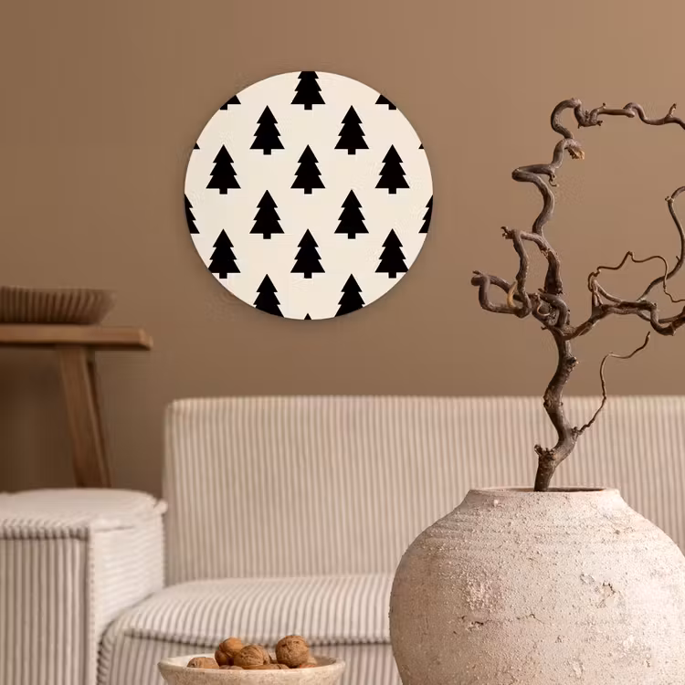 Wandcirkel - Glas - Kerstboom - Wit - Zwart — 2