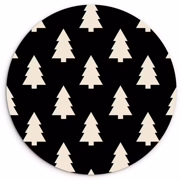 Wandcirkel - Glas - Kerstboom - Zwart - Wit — 1