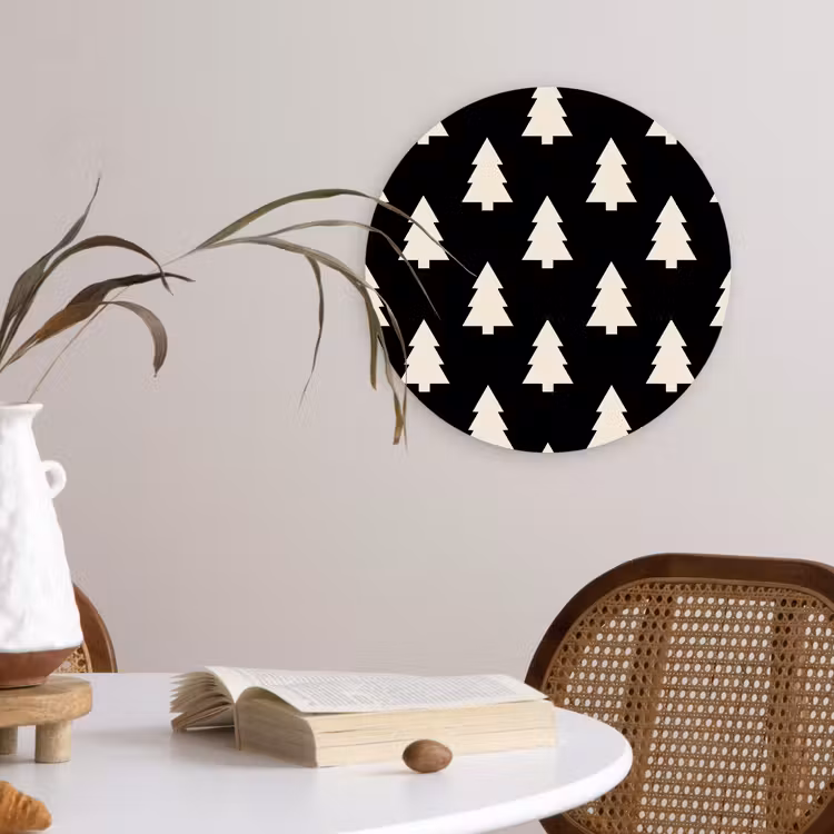 Wandcirkel - Glas - Kerstboom - Zwart - Wit — 4