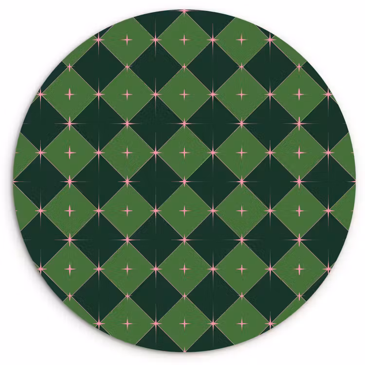 Wandcirkel - Glas - Ster - Groen - Roze - Kerst — 1