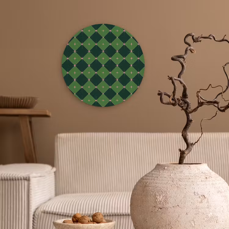 Wandcirkel - Glas - Ster - Groen - Roze - Kerst — 2