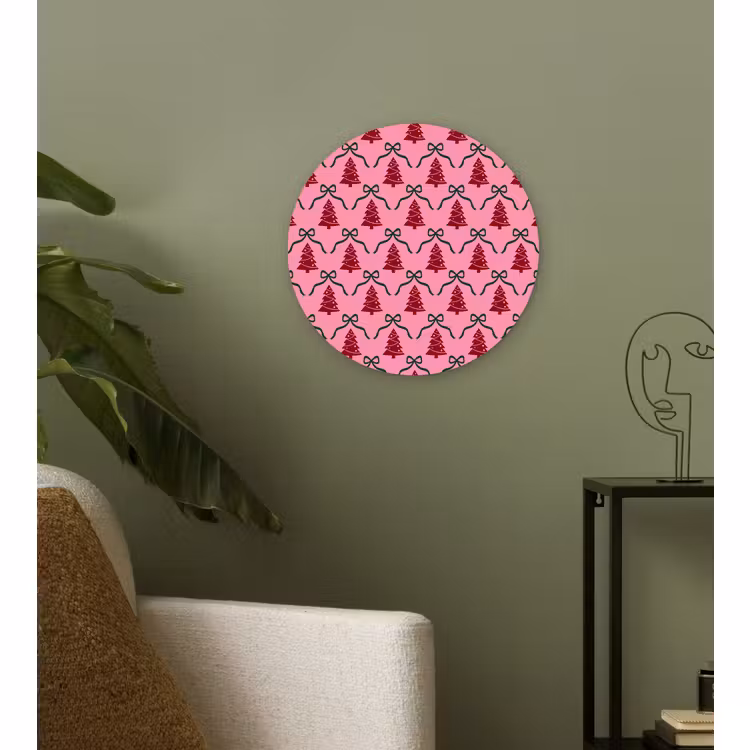 Wandcirkel - Glas - Kerst - Rood - Groen - Strik — 3