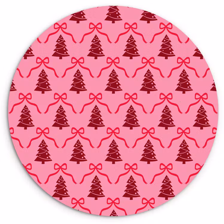 Wandcirkel - Glas - Kerst - Rood - Roze - Strik — 1