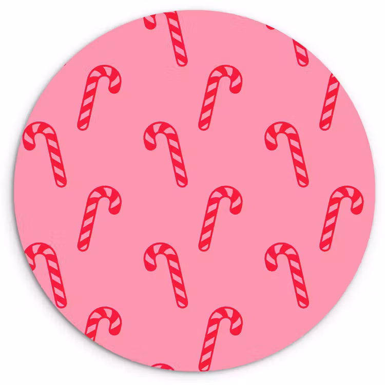 Wandcirkel - Glas - Kerst - Rood - Roze - Zuurstok — 1
