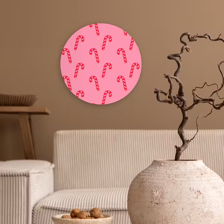 Wandcirkel - Glas - Kerst - Rood - Roze - Zuurstok — 2