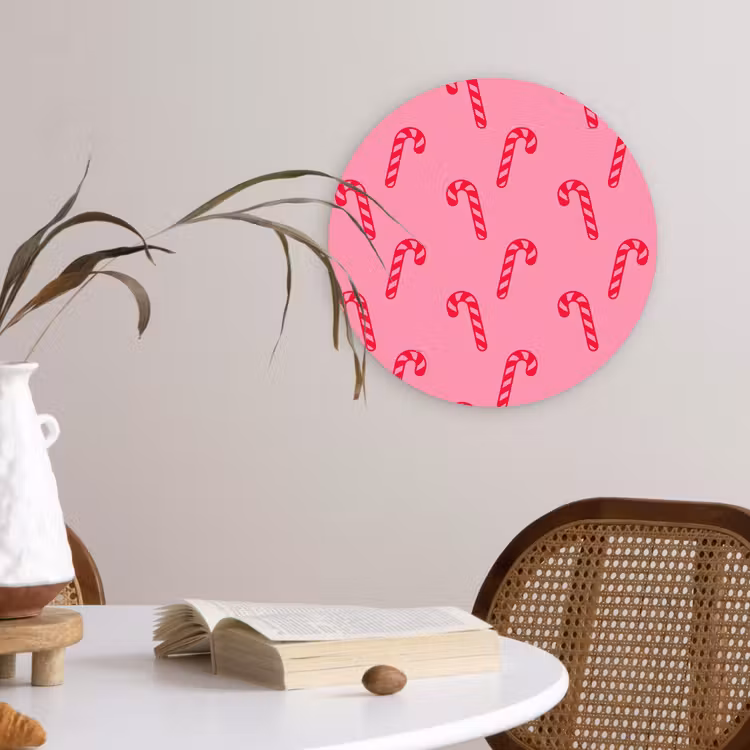 Wandcirkel - Glas - Kerst - Rood - Roze - Zuurstok — 4