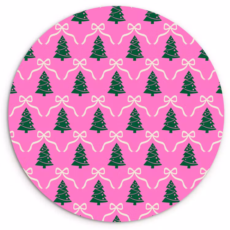 Wandcirkel - Glas - Kerst - Roze - Wit - Strik — 1