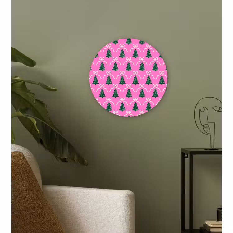 Wandcirkel - Glas - Kerst - Roze - Wit - Strik — 3