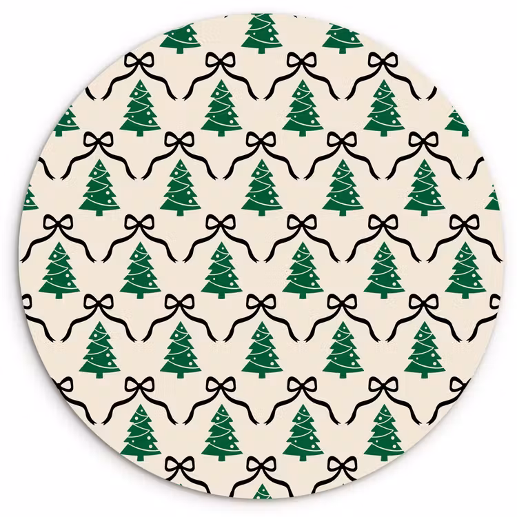 Wandcirkel - Glas - Kerst - Wit - Zwart - Strik — 1