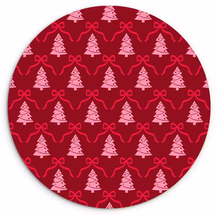 Wandcirkel - Glas - Strik - Rood - Roze - Kerst — 1