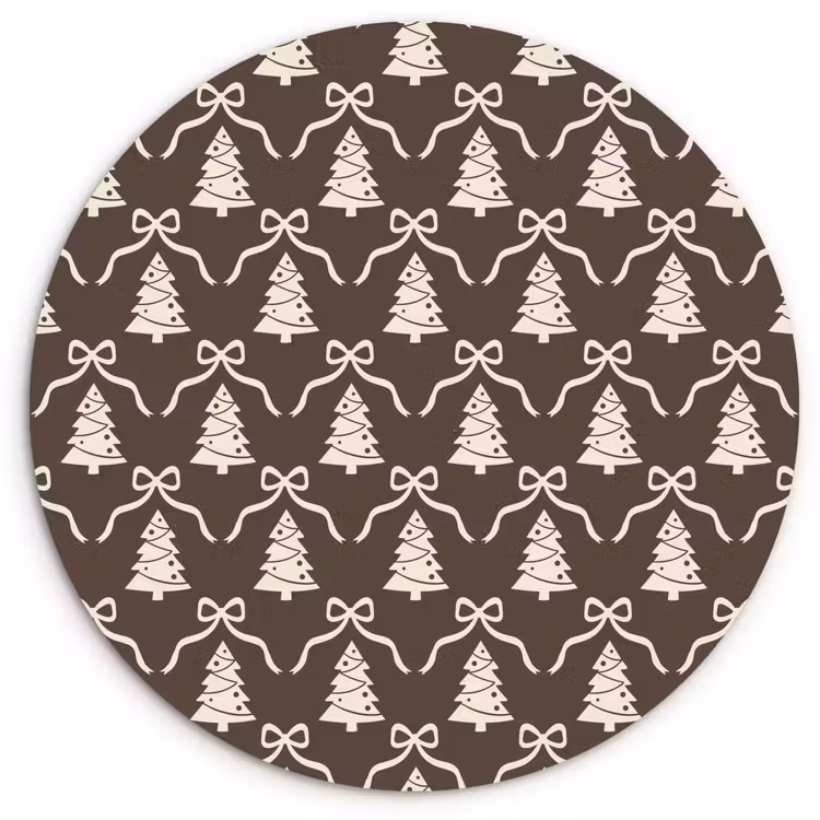 Wandcirkel - Glas - Strik - Taupe - Wit - Kerst — 1