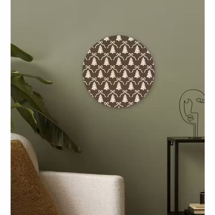 Wandcirkel - Glas - Strik - Taupe - Wit - Kerst — 3