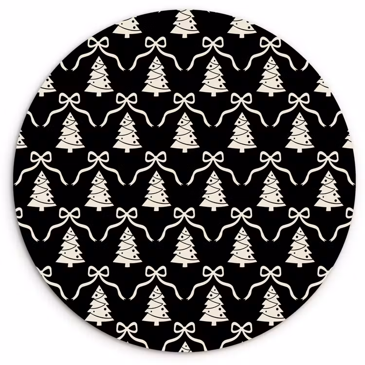 Wandcirkel - Glas - Strik - Wit - Zwart - Kerst — 1