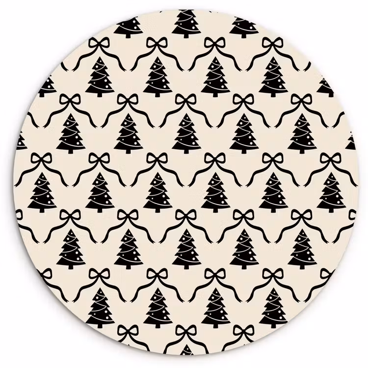 Wandcirkel - Glas - Strik - Zwart - Wit - Kerst — 1