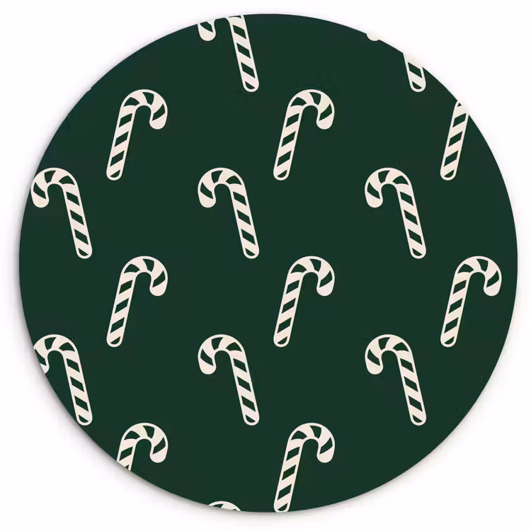 Wandcirkel - Glas - Kerst - Groen - Wit - Zuurstok — 1