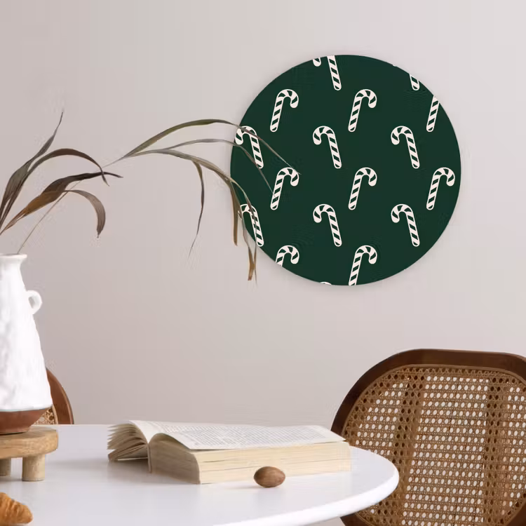Wandcirkel - Glas - Kerst - Groen - Wit - Zuurstok — 4