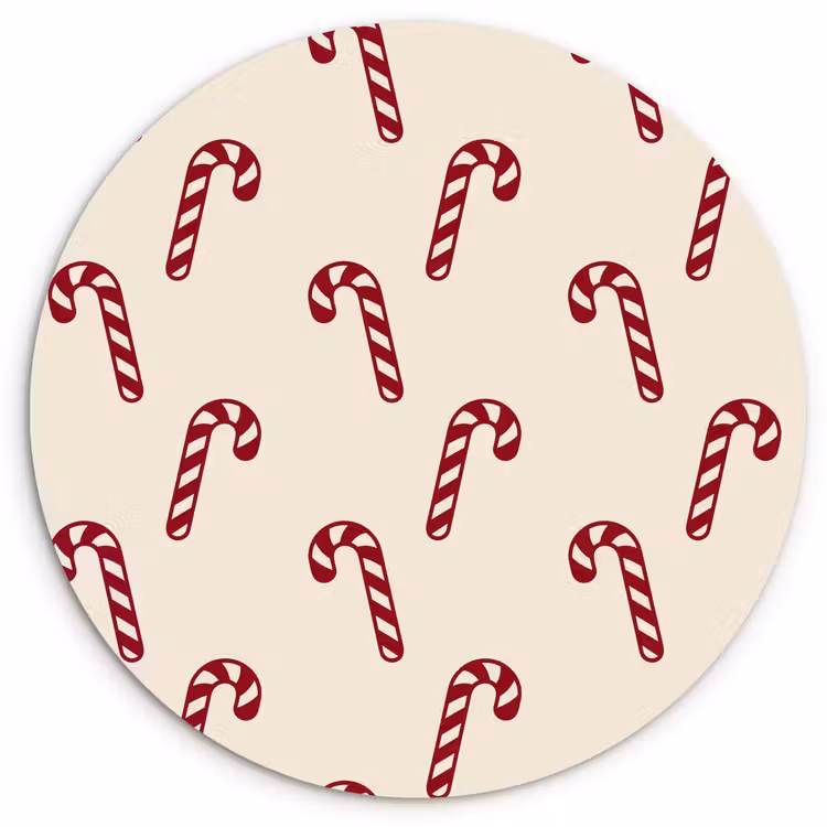 Wandcirkel - Glas - Kerst - Rood - Crème - Zuurstok — 1