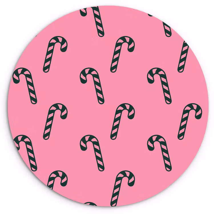 Wandcirkel - Glas - Kerst - Roze - Groen - Zuurstok — 1