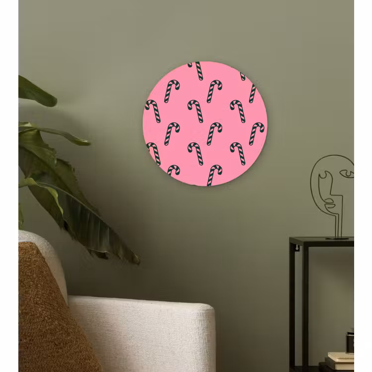 Wandcirkel - Glas - Kerst - Roze - Groen - Zuurstok — 3