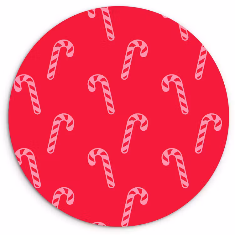 Wandcirkel - Glas - Kerst - Roze - Rood - Zuurstok — 1