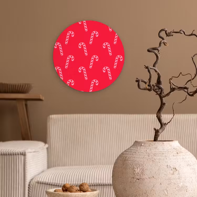 Wandcirkel - Glas - Kerst - Roze - Rood - Zuurstok — 2