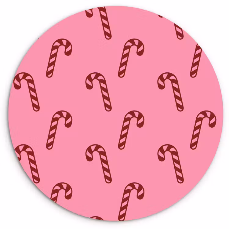 Wandcirkel - Glas - Kerst - Roze - Zuurstok - Rood — 1