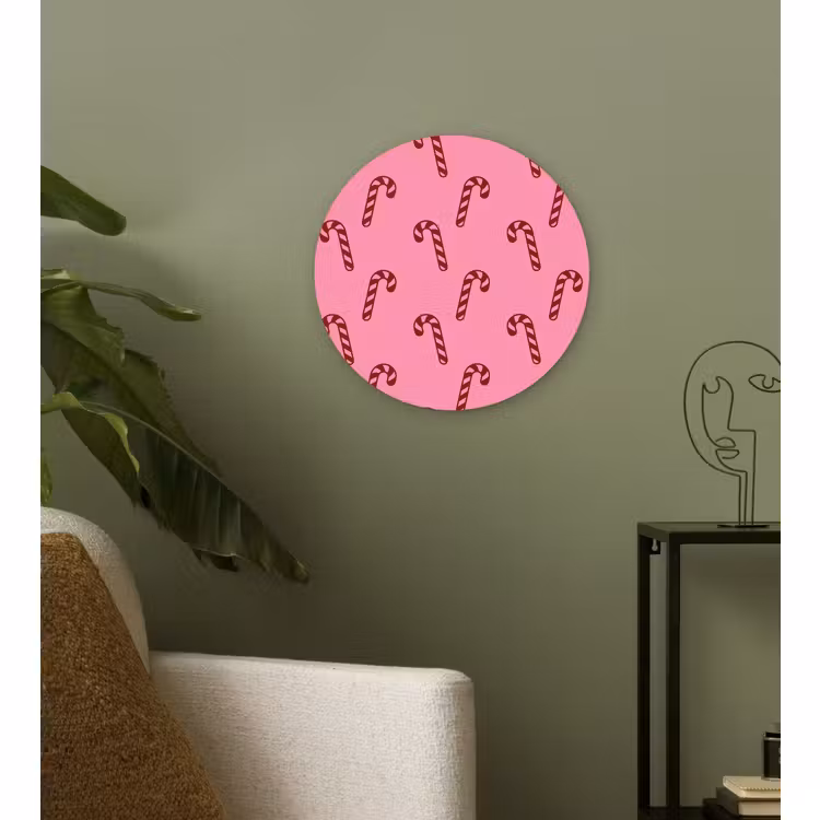 Wandcirkel - Glas - Kerst - Roze - Zuurstok - Rood — 3