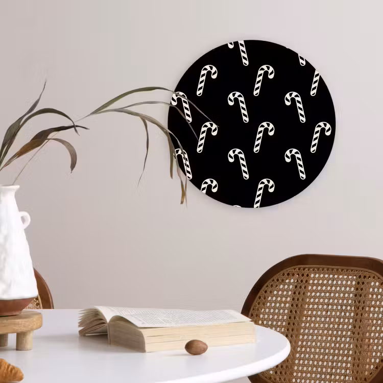 Wandcirkel - Glas - Kerst - Zwart - Wit - Zuurstok — 4