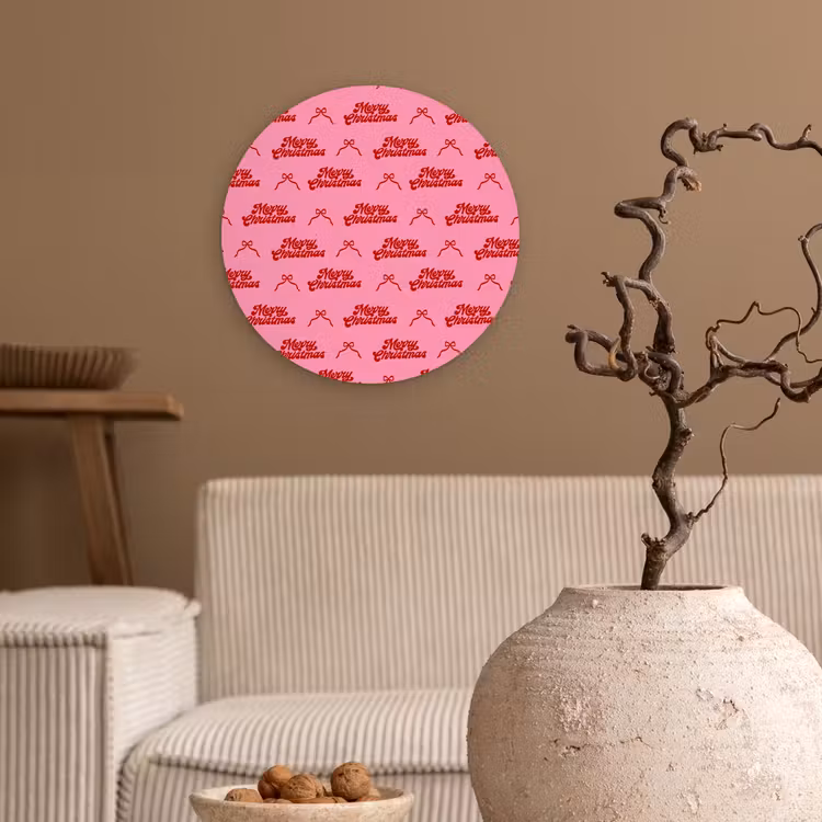 Wandcirkel - Glas - Tekst - Strik - Rood - Roze — 2