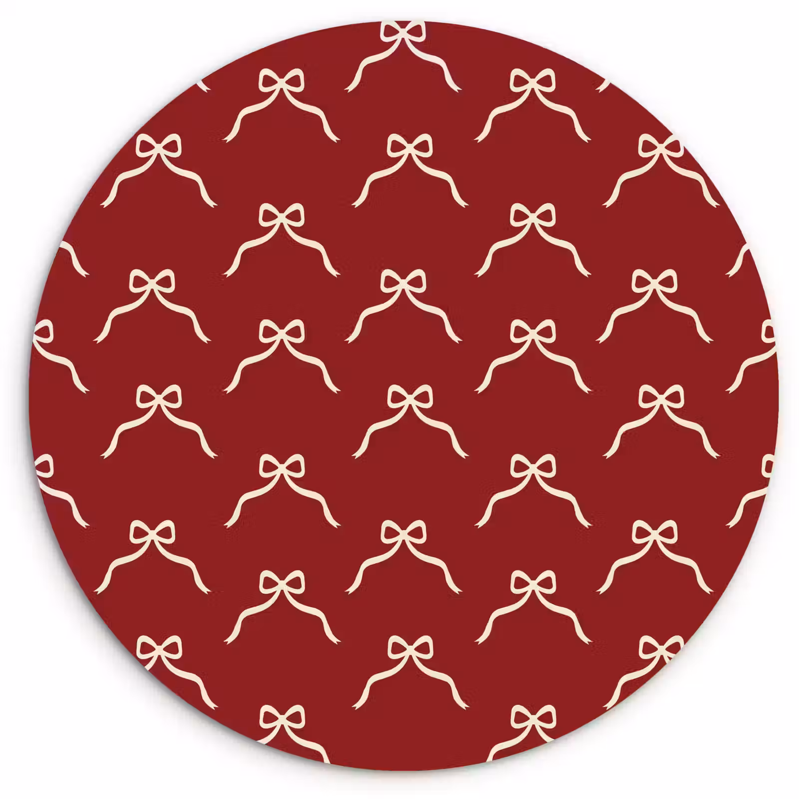 Wandcirkel - Glas - Strik - Kerst - Rood - Wit — 1